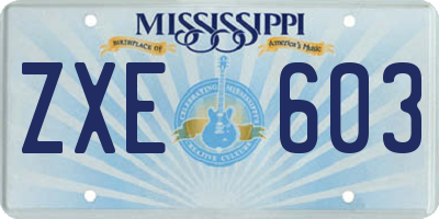 MS license plate ZXE603