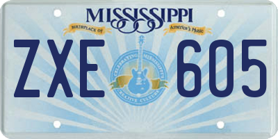 MS license plate ZXE605