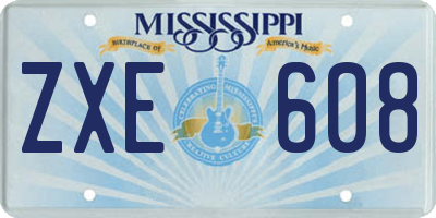 MS license plate ZXE608
