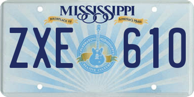 MS license plate ZXE610