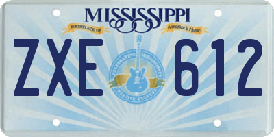 MS license plate ZXE612