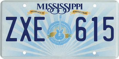 MS license plate ZXE615