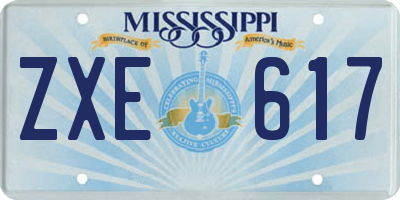 MS license plate ZXE617