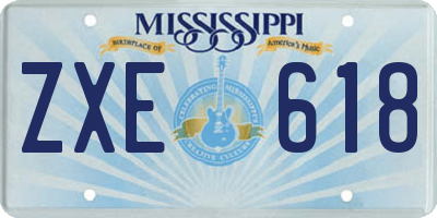 MS license plate ZXE618