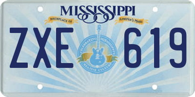 MS license plate ZXE619