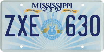 MS license plate ZXE630