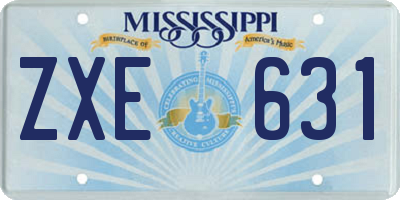 MS license plate ZXE631