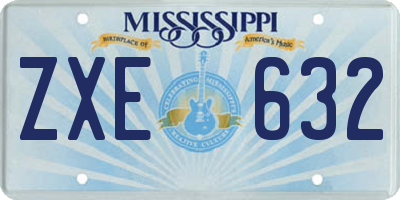 MS license plate ZXE632