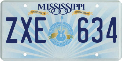 MS license plate ZXE634