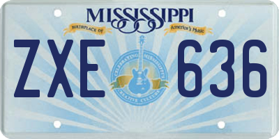 MS license plate ZXE636