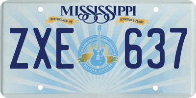 MS license plate ZXE637
