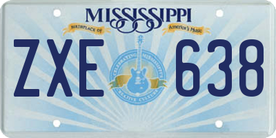 MS license plate ZXE638