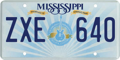 MS license plate ZXE640