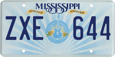 MS license plate ZXE644