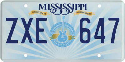 MS license plate ZXE647
