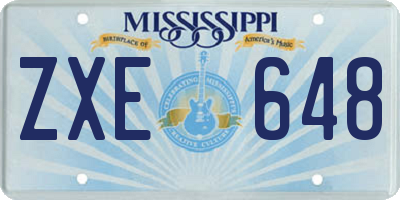 MS license plate ZXE648