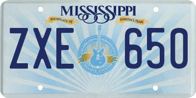 MS license plate ZXE650