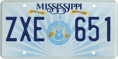 MS license plate ZXE651