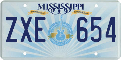 MS license plate ZXE654