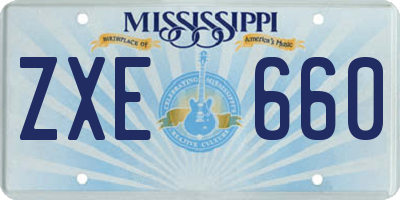 MS license plate ZXE660