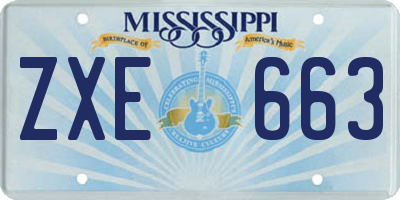 MS license plate ZXE663