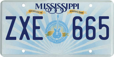 MS license plate ZXE665