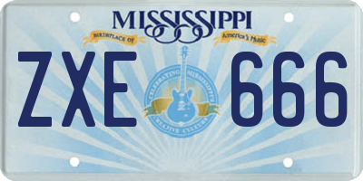 MS license plate ZXE666