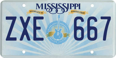 MS license plate ZXE667
