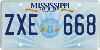 MS license plate ZXE668