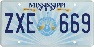 MS license plate ZXE669