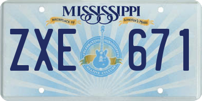 MS license plate ZXE671