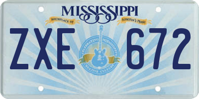 MS license plate ZXE672