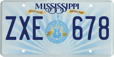 MS license plate ZXE678