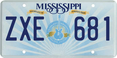 MS license plate ZXE681