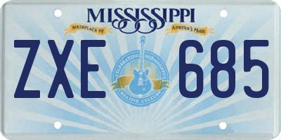 MS license plate ZXE685