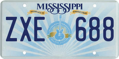 MS license plate ZXE688