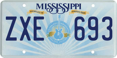 MS license plate ZXE693