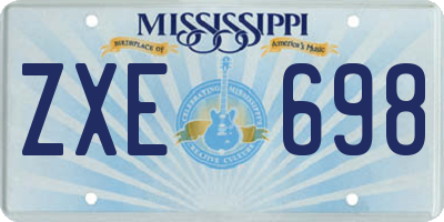 MS license plate ZXE698