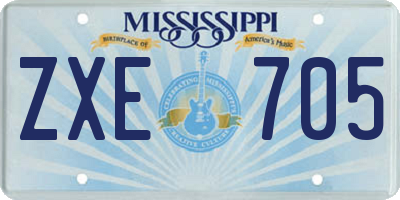 MS license plate ZXE705