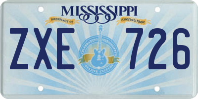 MS license plate ZXE726