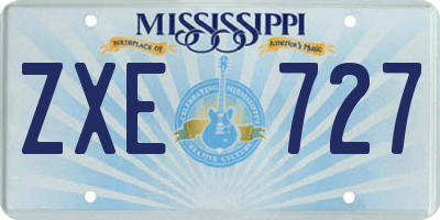 MS license plate ZXE727