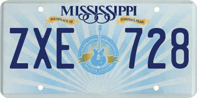 MS license plate ZXE728
