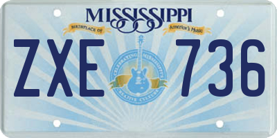 MS license plate ZXE736