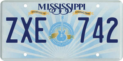 MS license plate ZXE742