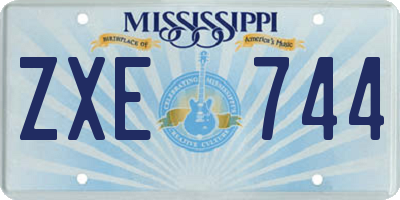 MS license plate ZXE744