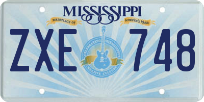MS license plate ZXE748