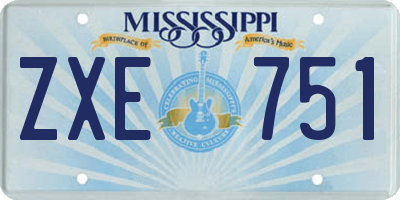 MS license plate ZXE751