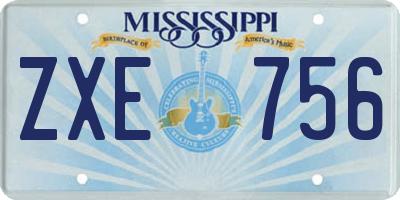 MS license plate ZXE756