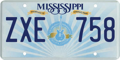 MS license plate ZXE758