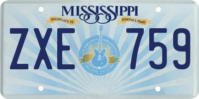 MS license plate ZXE759
